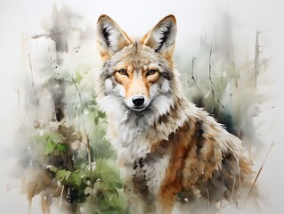 Enchanting Woodland Creature: Watercolor Art on White