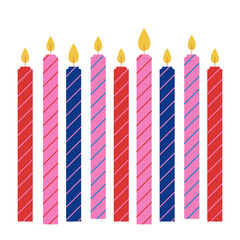 Candles. Festive decoration for Birthday, Christmas, Advent, Halloween, New Year, Festival. Vector set of paraffin or wax candles with fire. Simple vector illustration. Flat trendy abstract style. - obrazy, fototapety, plakaty