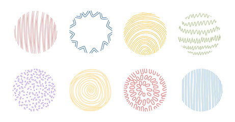 Hand drawn circles, large set. Set of abstract  doodles isolated on white background.