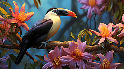 Obraz premium toucan in the jungle HD 8K wallpaper Stock Photographic Image