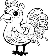 Hen animal coloring page, vector image