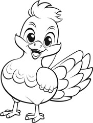 Hen animal coloring page, vector image