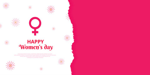 Happy women's day post or banner design with pink or white 8 march background vector file