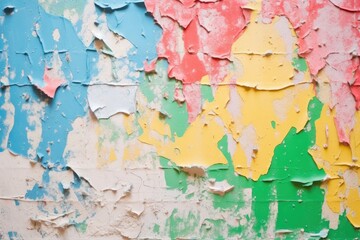 brightly colored chalk paint chipping on plaster