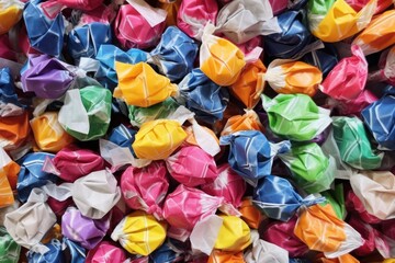 Fototapeta na wymiar array of crumpled paper candy wrappers