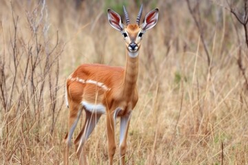 Naklejka na ściany i meble hirola antelope in kenyan grassland