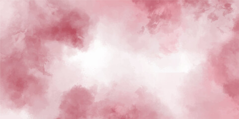 Fototapeta premium Pink sky with white clouds and blurred pattern background. abstract pink watercolor background. Pink watercolor full hd texture hyper realistic Fantasy light pink shades watercolor background.
