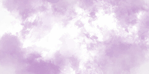 purple sky with clouds as background Purple watercolor background for textures and web banners design.Brushed Painted Violet ink and watercolor textures on white background.