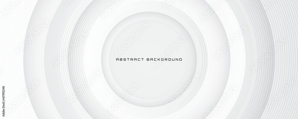 Poster 3d white geometric abstract background overlap layer on bright space with circles shape effect decor
