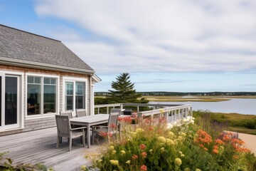 cape cod with a second-story extension overlooking the ocean