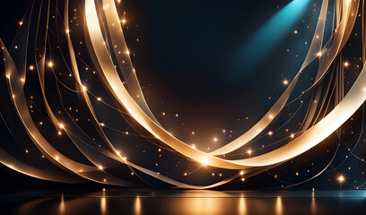 Fototapeta na wymiar Abstract background with curved lines and glowing lights. 3d illustration.