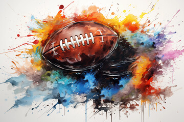 american football in abstract colorful watercolor style