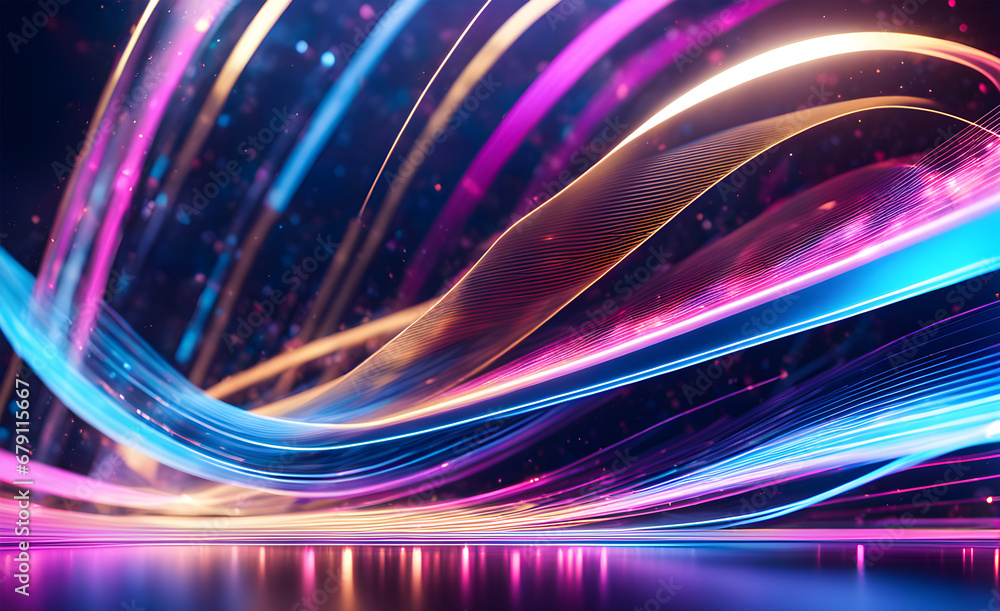 Poster abstract background with glowing lines. 3d rendering, 3d illustration.