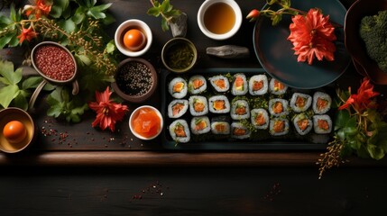 Spring Rolls On Stone Plate Wooden, HD, Background Wallpaper, Desktop Wallpaper