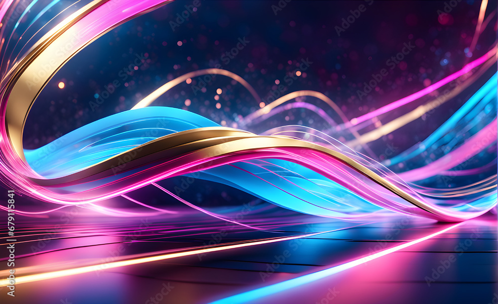 Poster abstract background with glowing lines. 3d rendering, 3d illustration.