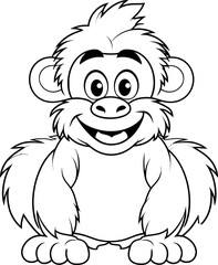Gorilla animal coloring page, vector Image