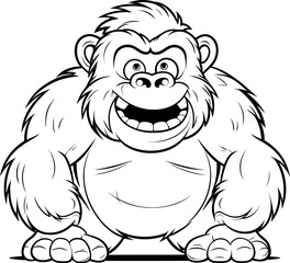 Gorilla animal coloring page, vector Image
