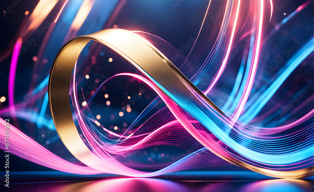Poster abstract background with glowing lines. 3d rendering, 3d illustration.