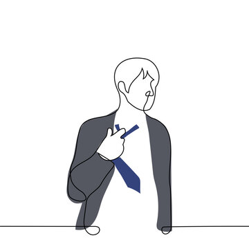 man adjusting tie, minimalist line art clip art preview