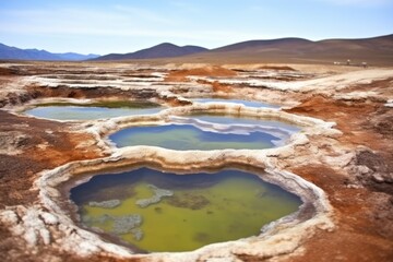 hot mud pots in a geothermal location - obrazy, fototapety, plakaty
