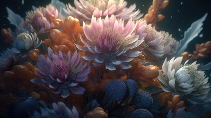 Obraz premium Beautiful colorful flower design. Created with generative AI. 