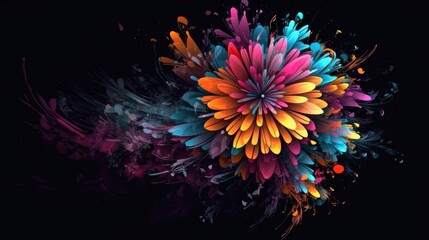 Beautiful abstract colorful flower design. Created with generative AI.	
 - obrazy, fototapety, plakaty