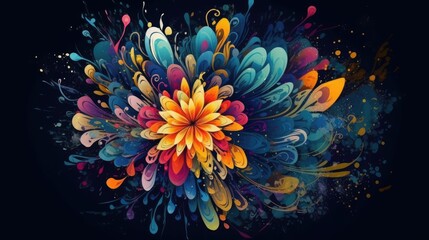 Fototapeta na wymiar Beautiful abstract colorful flower design. Created with generative AI. 