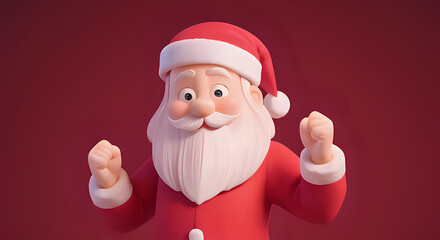 Cute and funny smiling happy Santa Claus cartoon. Christmas funny theme background