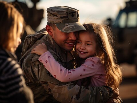 American soldier surprises wife and hugs daughter when he returns home