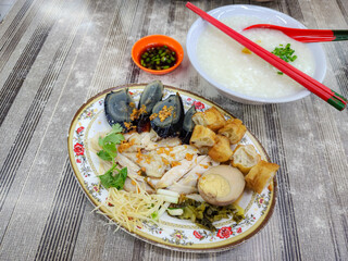 chicken porridge and side dish