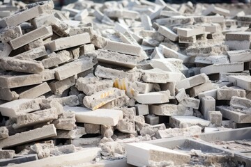 stacks of broken concrete from a demolished building
