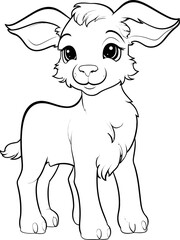 Goat animal black and white coloring page