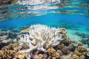 Naklejka na ściany i meble closeup of a bleached coral in shallow sea water