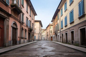 Fototapeta na wymiar perspective view of a street with italianate buildings