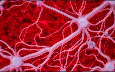 An image revealing the intricate blood vessel network created through vascularization techniques in a bioprinted tissue