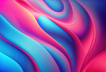 Neon curves abstract background. Vibrant pink blue glowing color gradient curl strokes texture decorative graphic design art illustration.