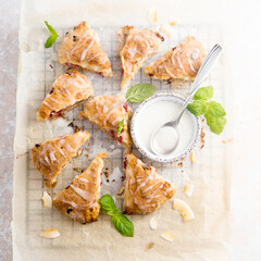 Homemade scones with sugar glaze