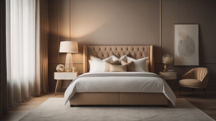 Interior design of modern cozy bedroom 