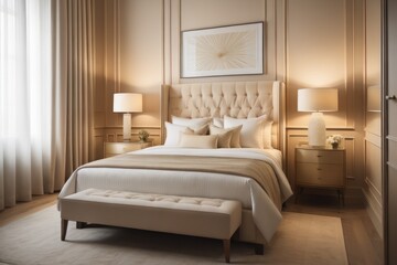 Fototapeta na wymiar Interior design of modern cozy bedroom 