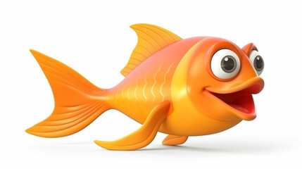 fish character isolated on white background. cute little magic fish isolated on white. generative ai