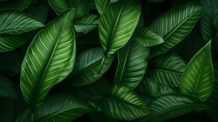 abstract green leaf texture, nature background, tropical leaf. Generative Ai 