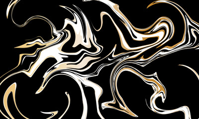 abstract yellow gold liquid black background. wavy fluid motion.