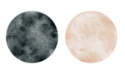 A set of two watercolor round shapes. Watercolor background for posters, postcards, design