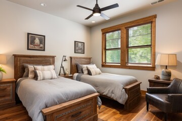 rustic-style guest bedroom with wooden furnishings