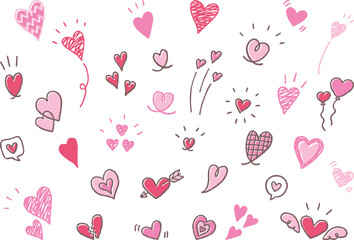 かわいいハートの手描きイラスト