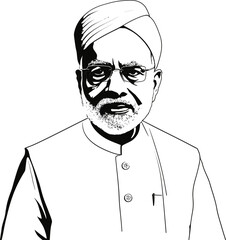 Narendra Modi Illustration Image, Coloring Page