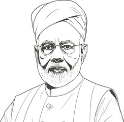 Narendra Modi Illustration Image, Coloring Page