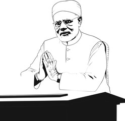 Narendra Modi Illustration Image, Coloring Page