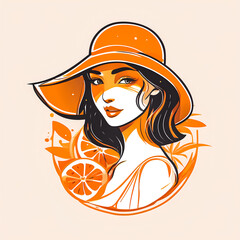 Citrus Chic: Vector Summer Lady. Sunny Elegance in Orange Hues. Fashionable Citrus Grace: Vector Art. Vibrant Summer Portrait in Vector. Modern Style: Orange Summer Lady