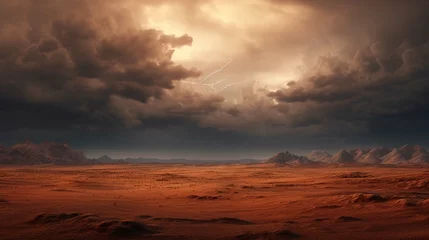 Poster Im Rahmen Stormy sky over the desert landscape background. High quality photo © Ammar